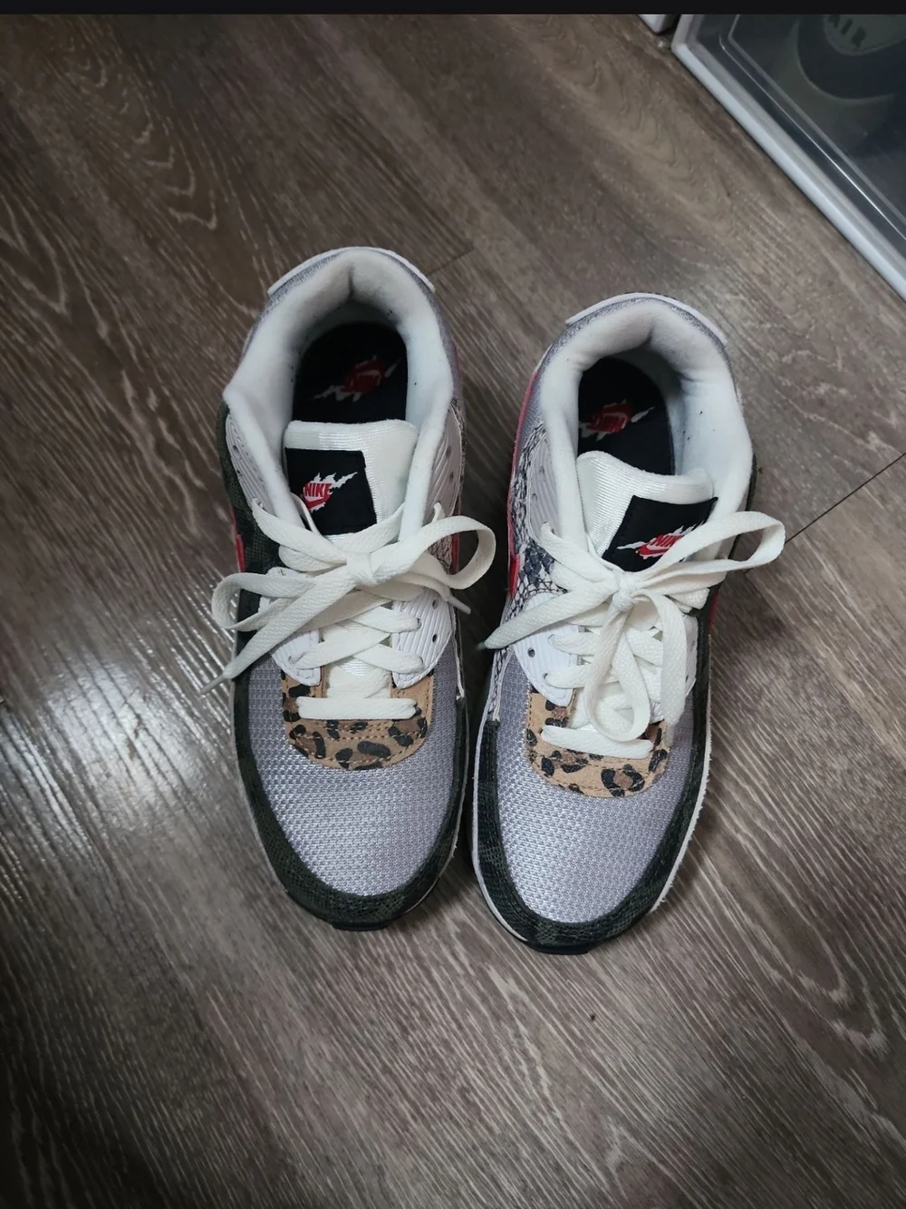 Nike Kids White and Leopard Print Sneakers
